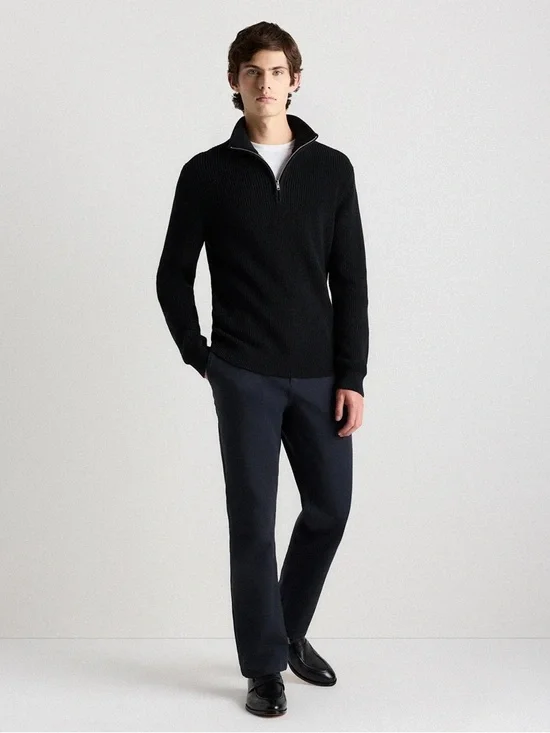 Quince Black Half-Zip Ribbed Sweater - Picture 2 of 7